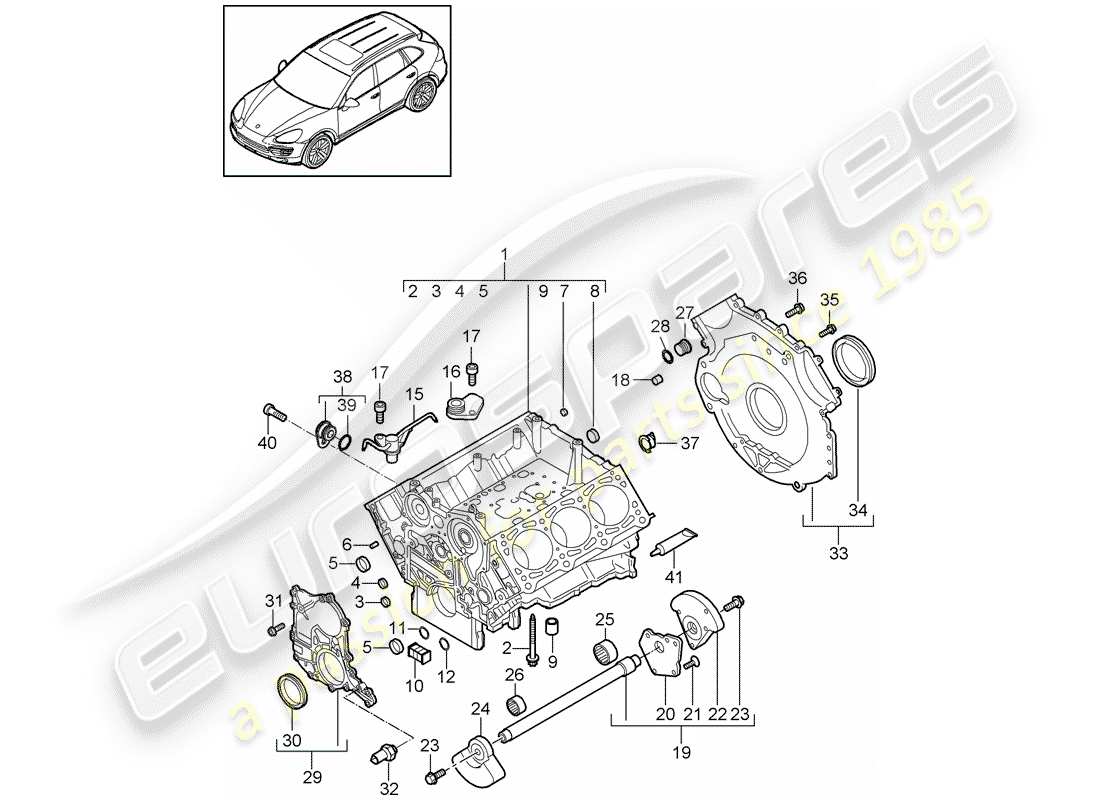 porsche cayenne e2 (2018) crankcase part diagram