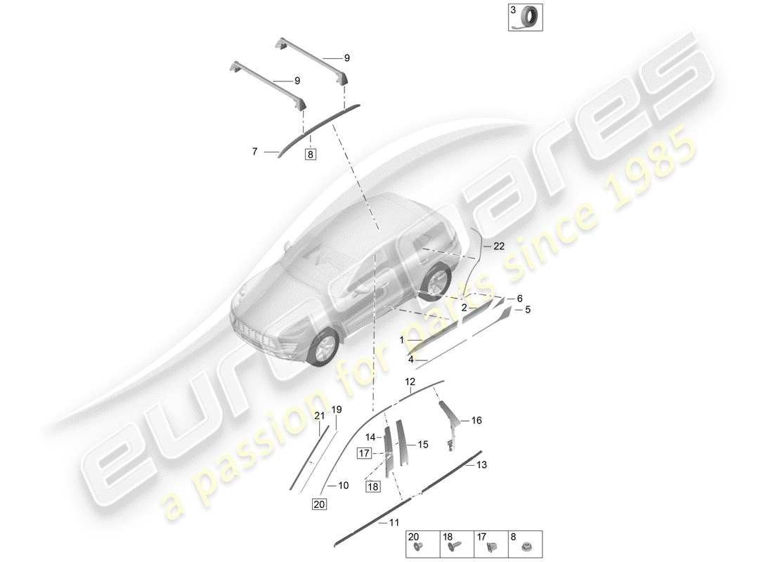 porsche macan (2020) bezel part diagram