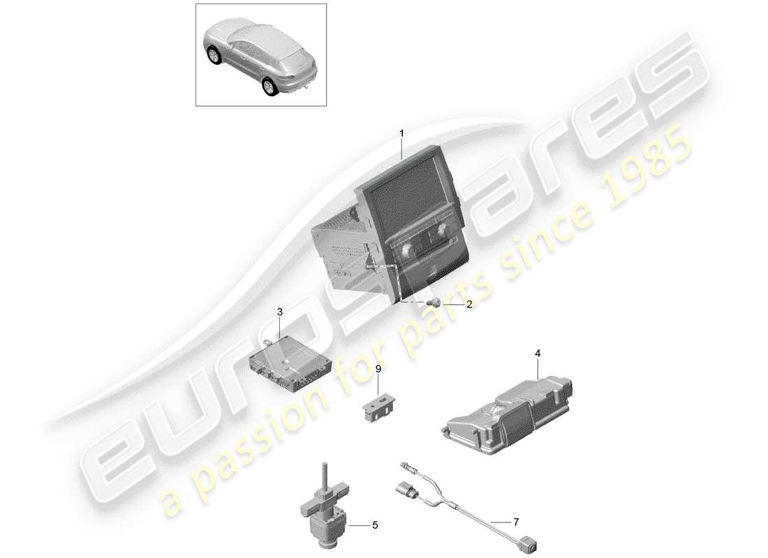 porsche macan (2018) operating unit part diagram