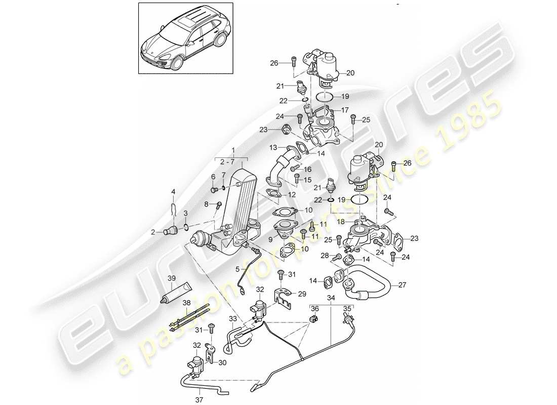 porsche cayenne e2 (2012) exhaust recirculation parts diagram
