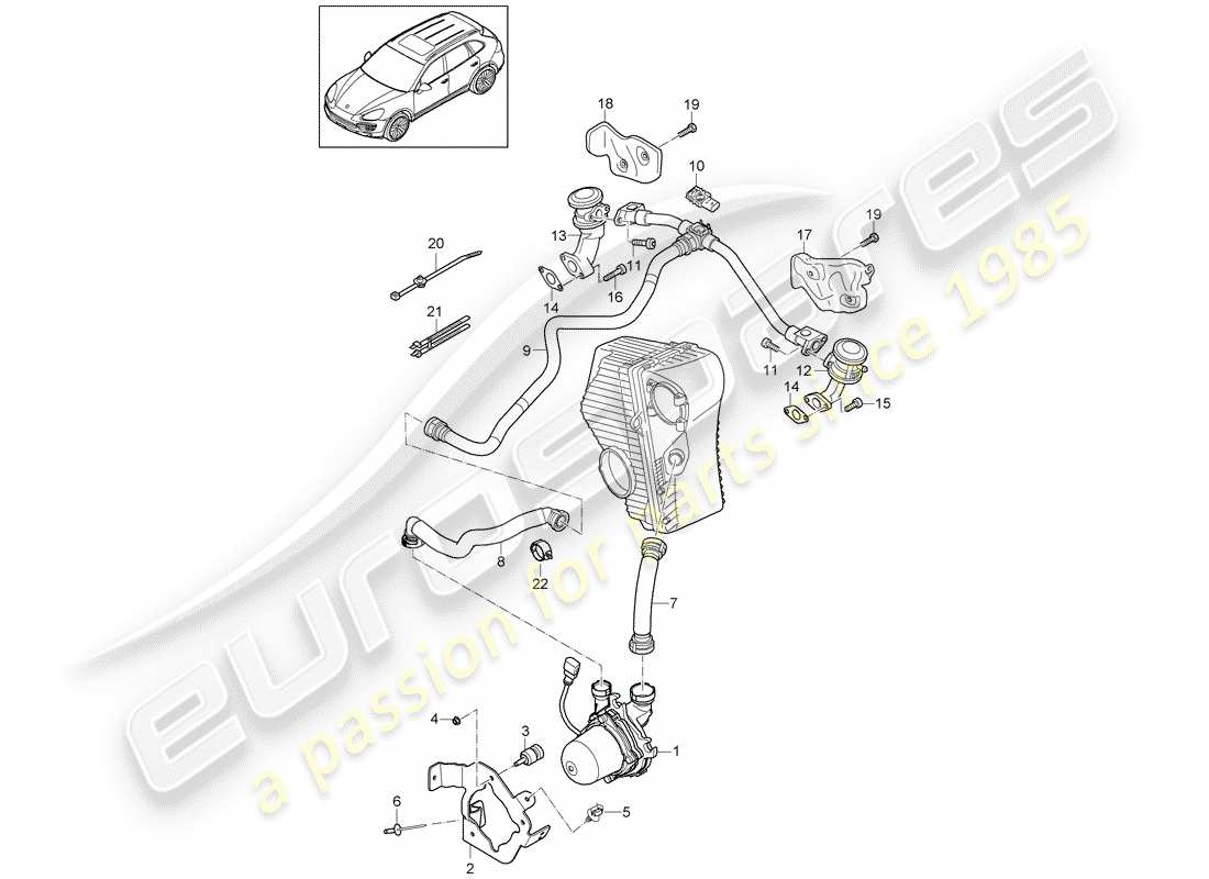 porsche cayenne e2 (2018) secondary air pump part diagram