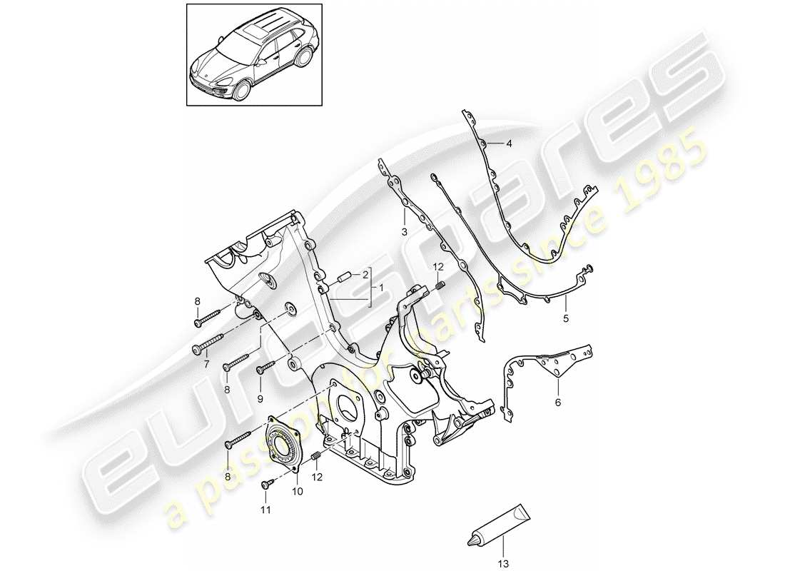 porsche cayenne e2 (2018) cover for timing chain part diagram