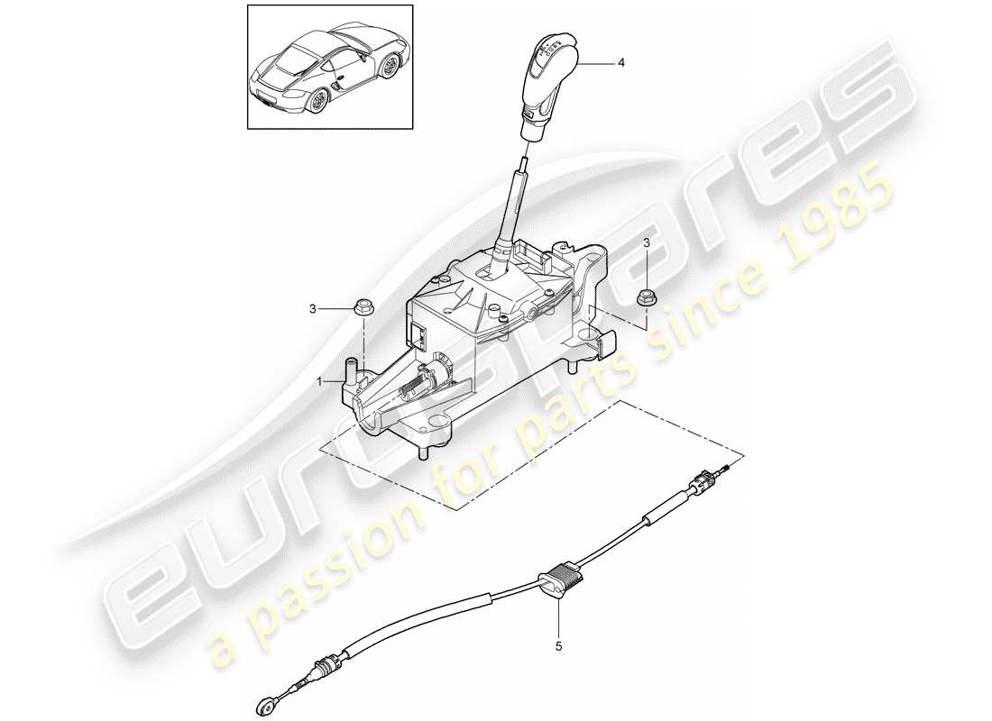 porsche cayman 987 (2009) selector lever parts diagram