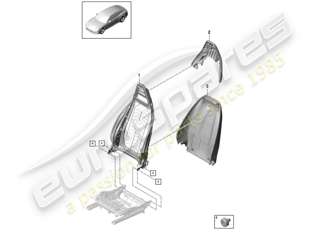 porsche panamera 971 (2017) frame - backrest part diagram