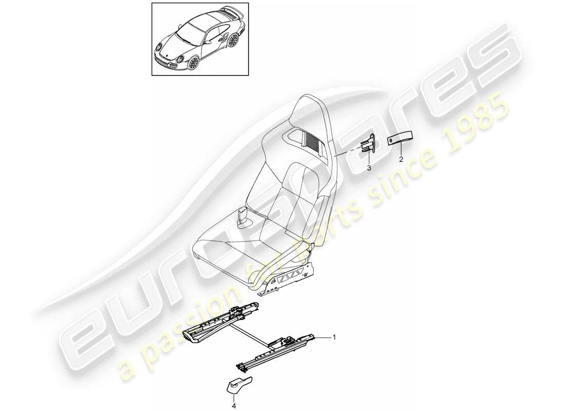 porsche 911 t/gt2rs (2011) seat parts diagram