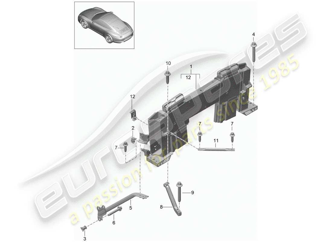 porsche 991 (2013) roll bar part diagram