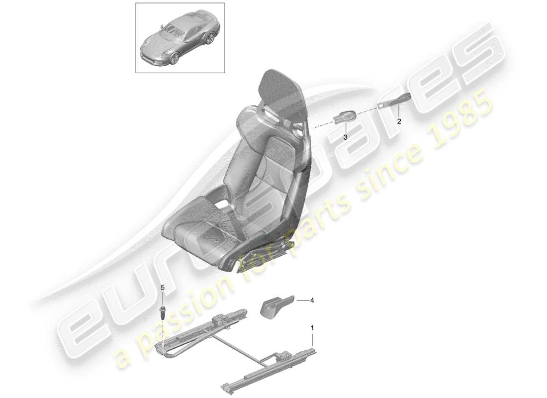porsche 991 turbo (2016) seat parts diagram