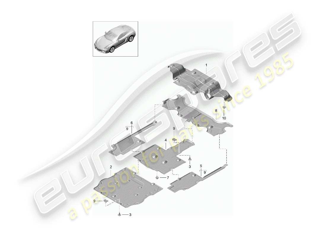 porsche cayman 981 (2014) lining parts diagram