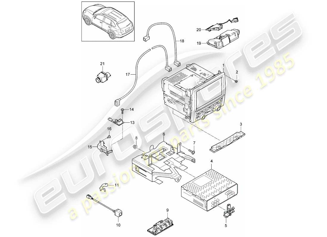 porsche cayenne e2 (2017) navigation system parts diagram