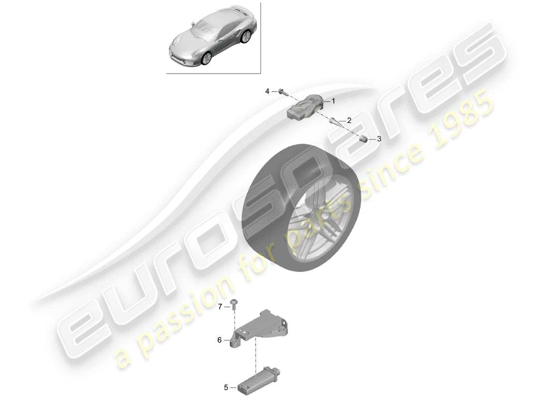 porsche 991 turbo (2019) tire pressure control system part diagram