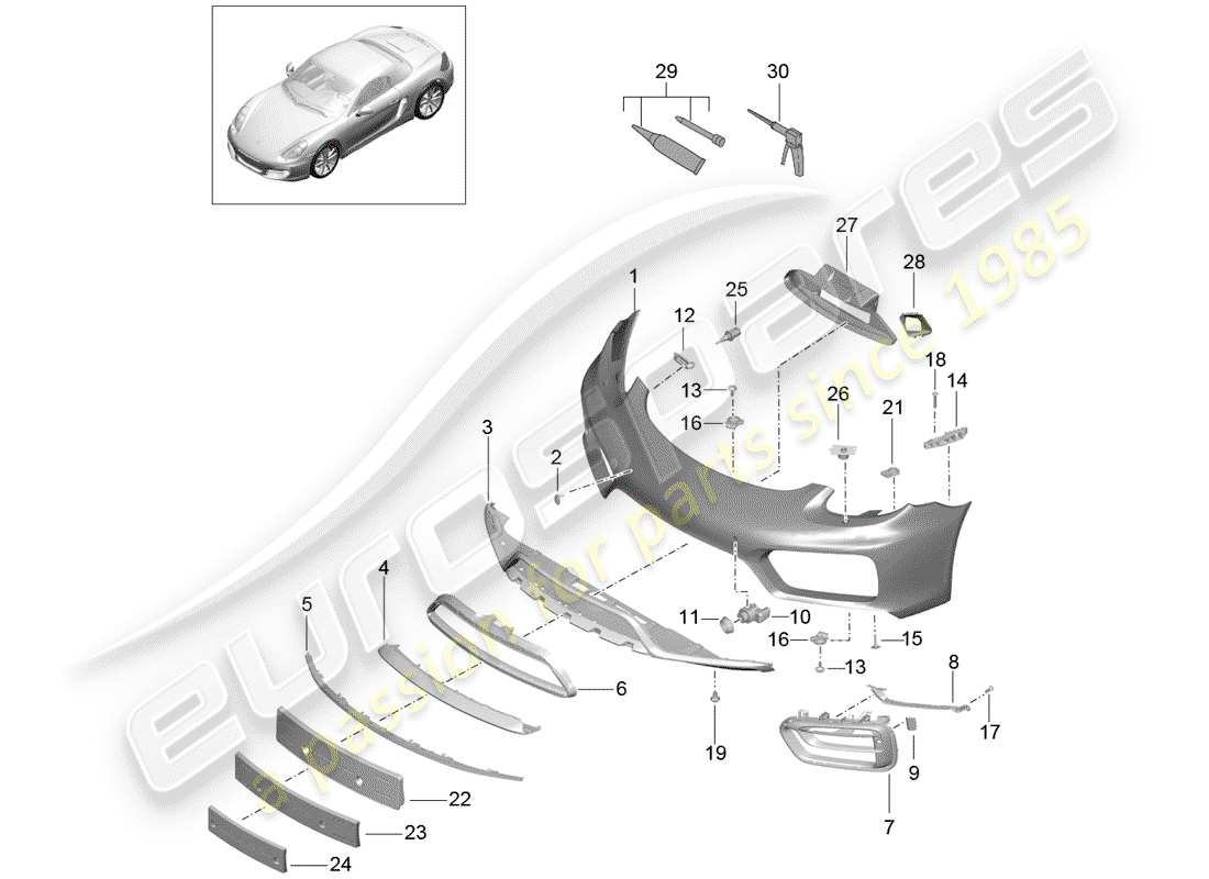 porsche cayman 981 (2014) bumper parts diagram