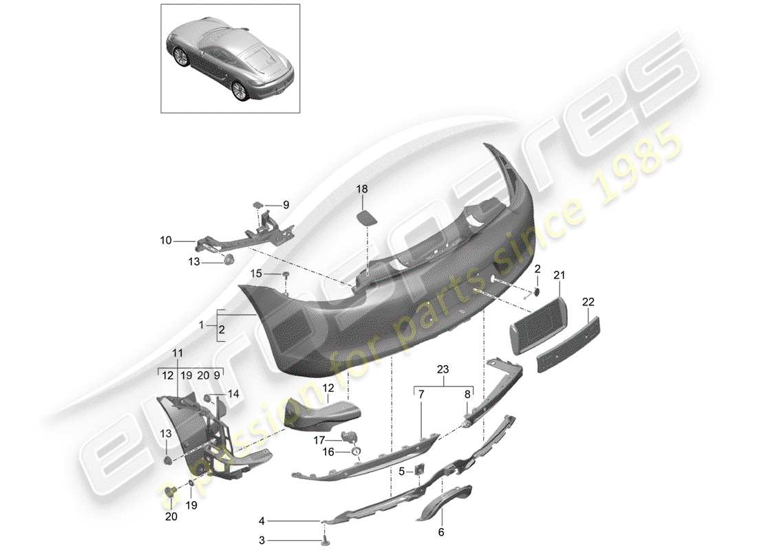 porsche cayman 981 (2014) bumper parts diagram