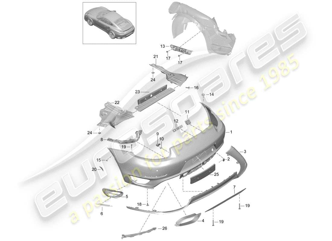 porsche 991 t/gt2rs bumper part diagram