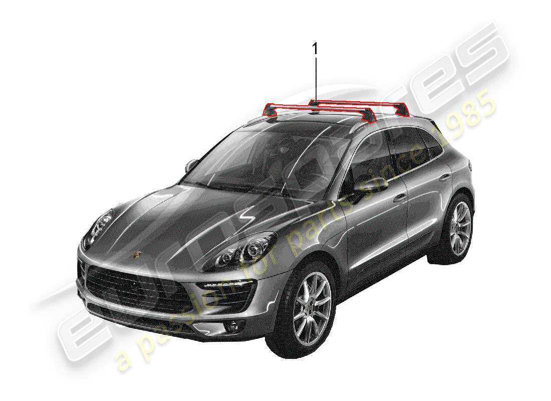 porsche tequipment macan (2015) roof luggage rack part diagram