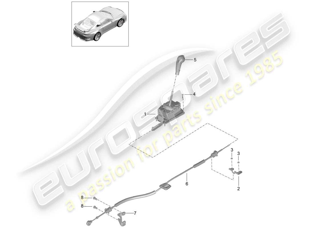 porsche 991r/gt3/rs (2019) selector lever parts diagram