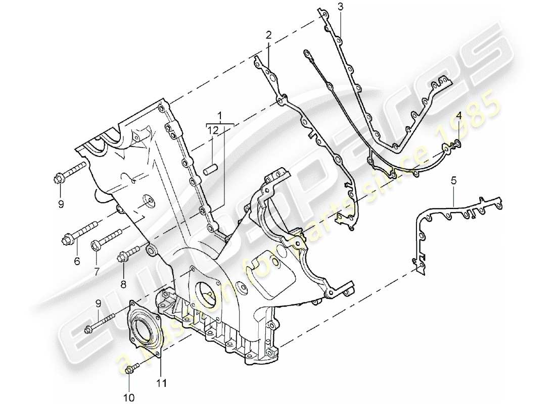 porsche cayenne (2003) cover for timing chain part diagram