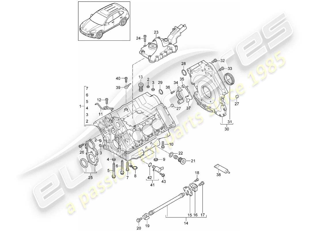 porsche cayenne e2 (2013) crankcase part diagram