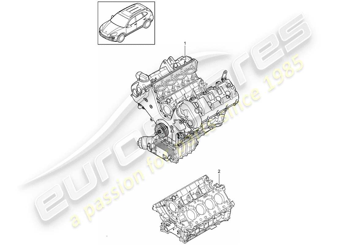 porsche cayenne e2 (2013) long block part diagram