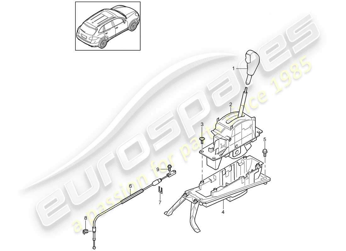 porsche cayenne e2 (2013) selector lever part diagram