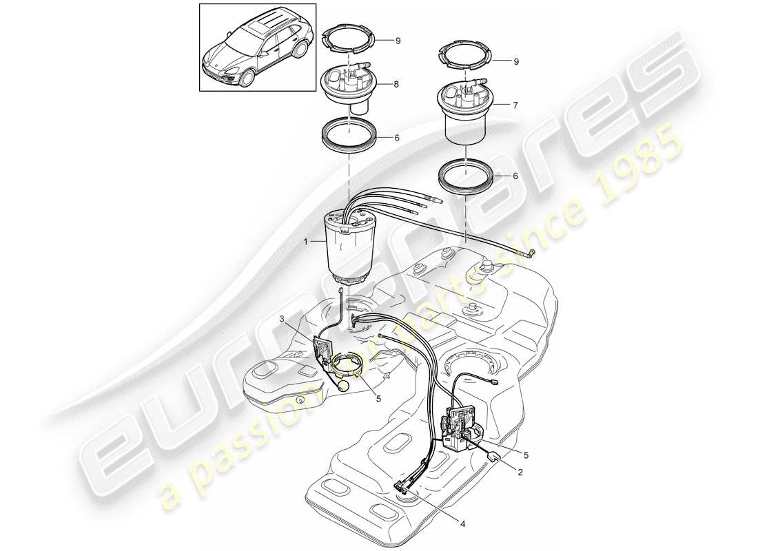 porsche cayenne e2 (2018) fuel tank part diagram