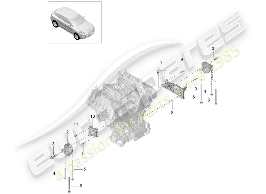 porsche macan (2014) engine lifting tackle part diagram