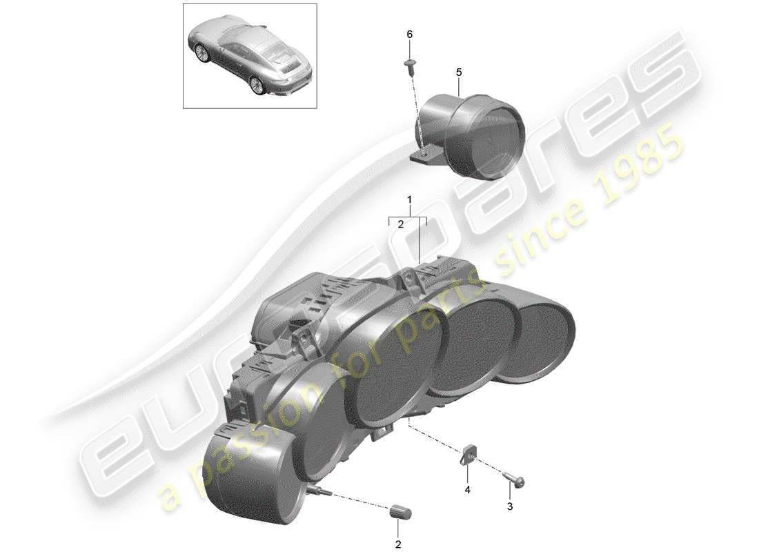 porsche 991 gen. 2 (2019) instrument cluster part diagram