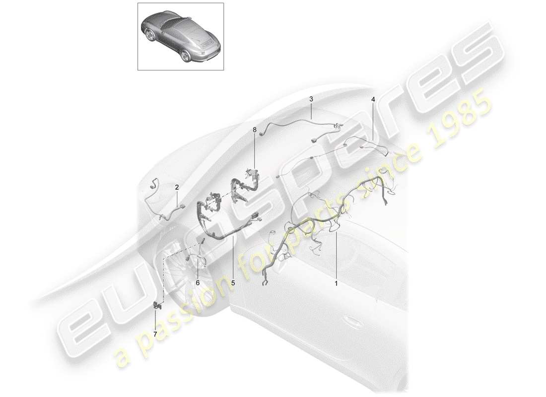 porsche 991 (2013) wiring harnesses parts diagram