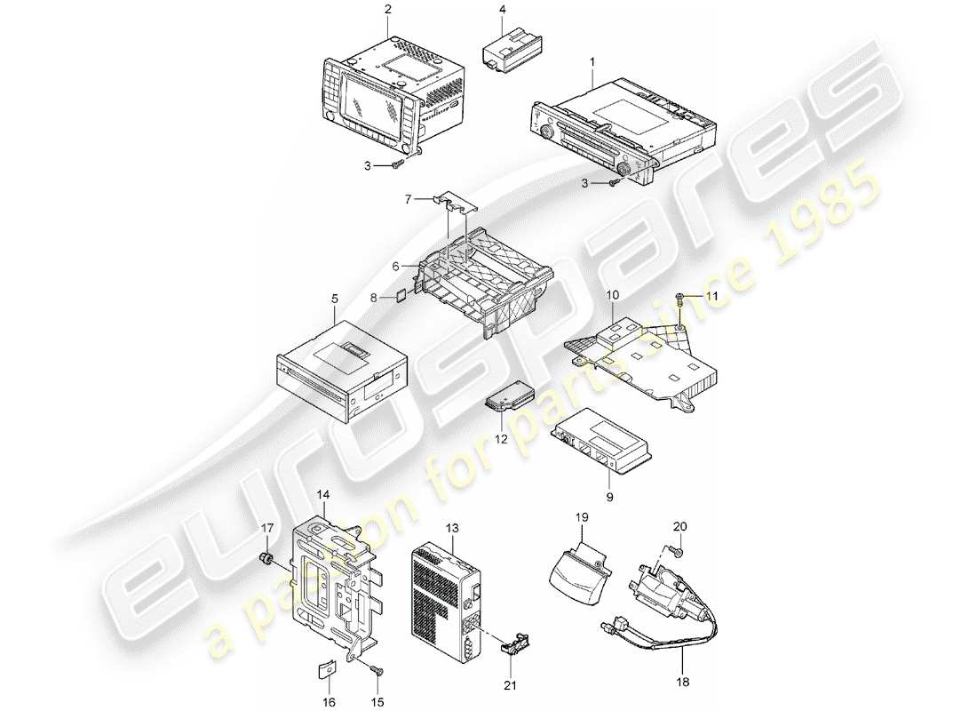 porsche cayenne (2003) radio unit part diagram