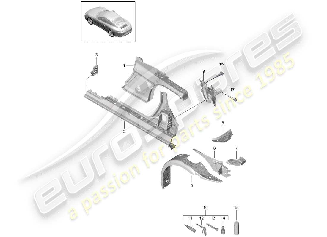 porsche 991 gen. 2 (2019) side panel part diagram