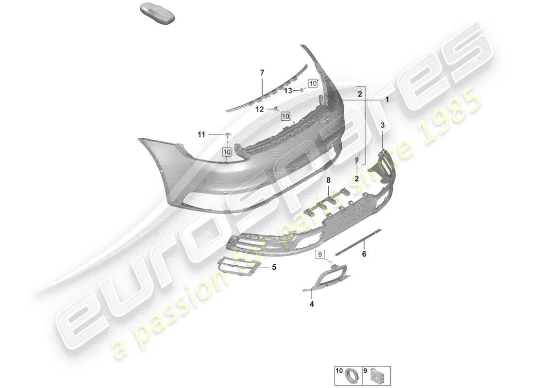 porsche 992 (2020) bumper part diagram