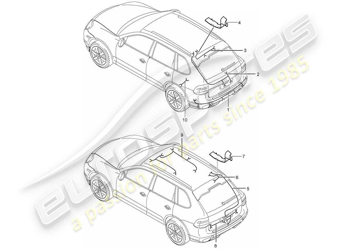 porsche cayenne (2009) wiring harnesses part diagram