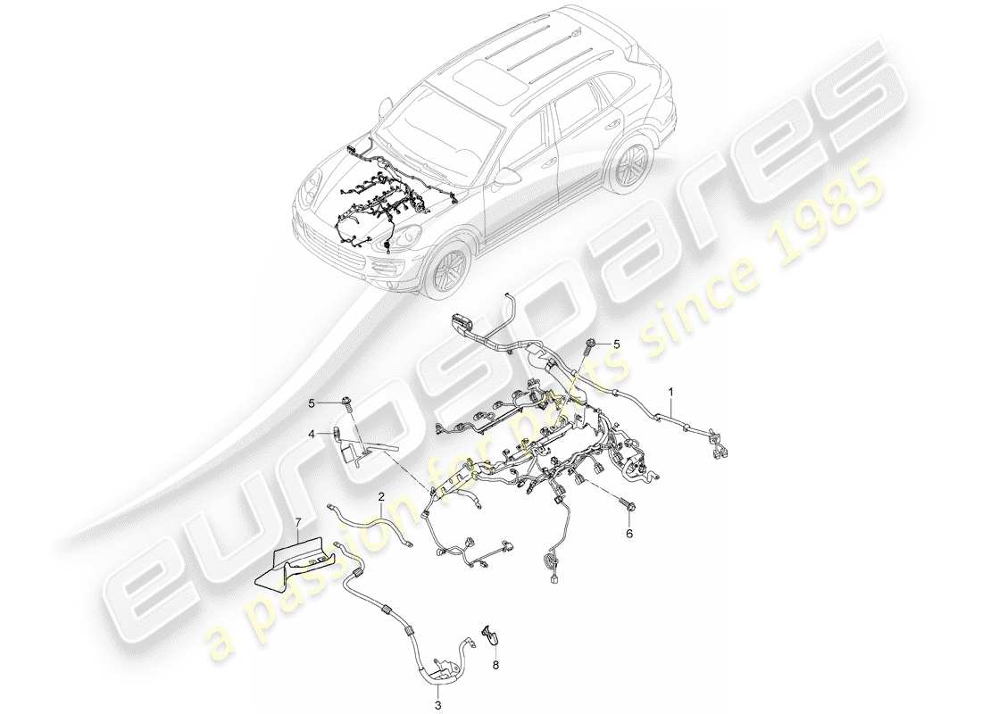 porsche cayenne e2 (2013) wiring harnesses part diagram