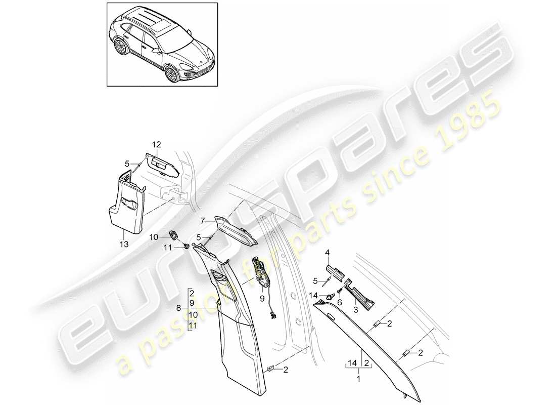 porsche cayenne e2 (2013) lining part diagram