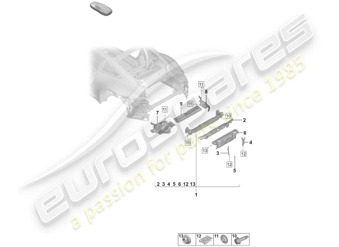 porsche 992 (2020) bumper bracket part diagram