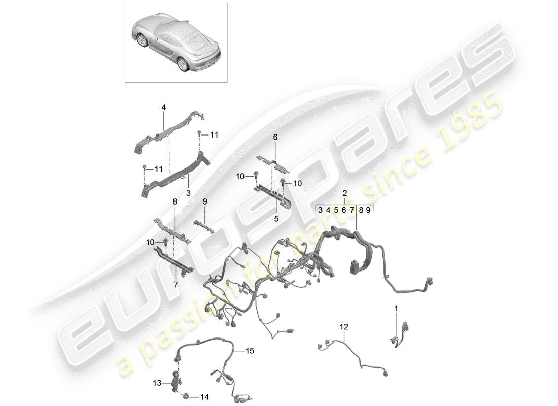 porsche 2016 wiring harnesses part diagram