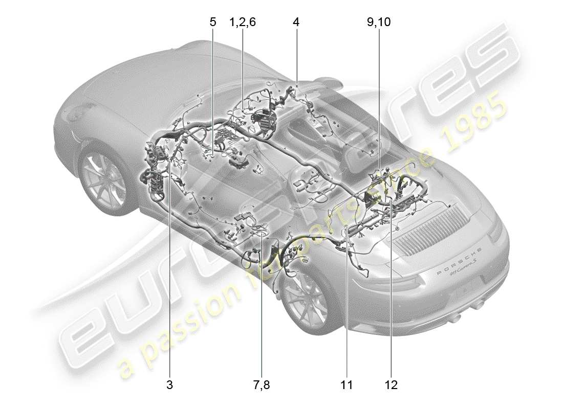 porsche 991 gen. 2 (2019) wiring harnesses part diagram