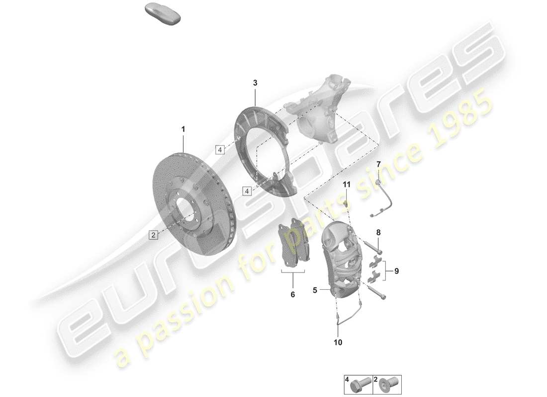 porsche 992 (2020) disc brakes part diagram