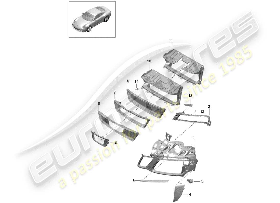 porsche 991 gen. 2 (2019) air duct part diagram