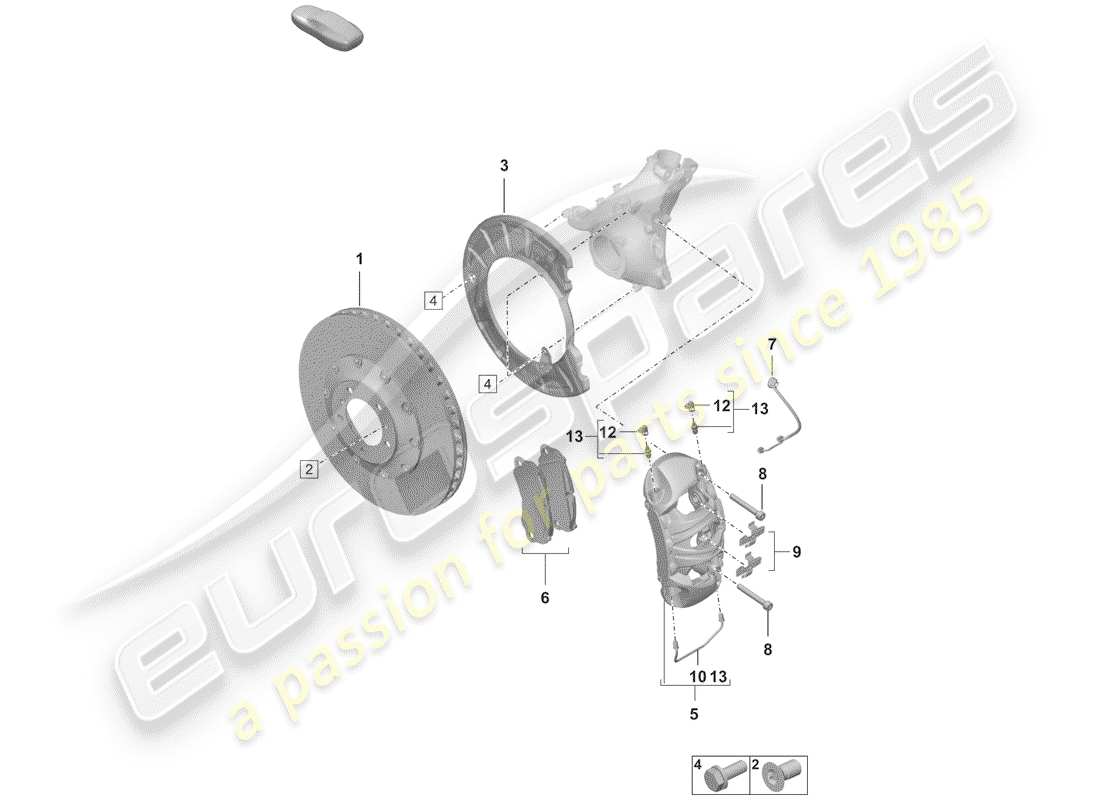 porsche 2019 disc brakes part diagram