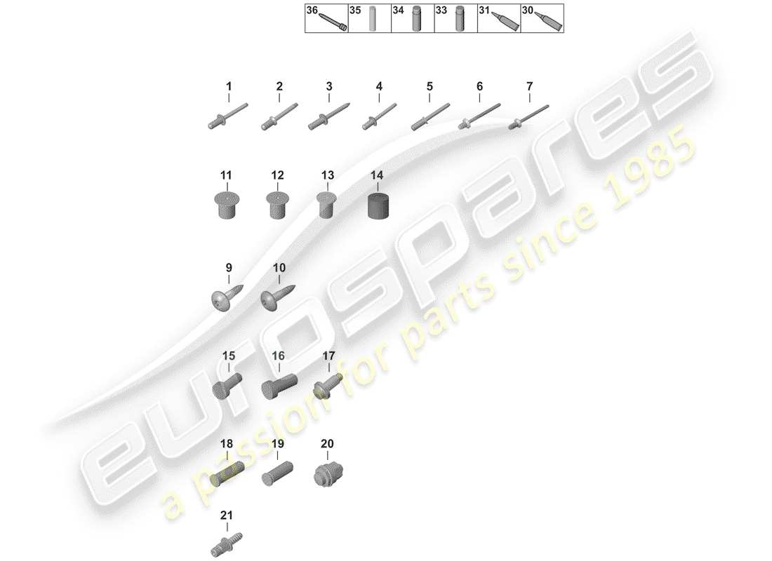 porsche 2019 fasteners parts diagram