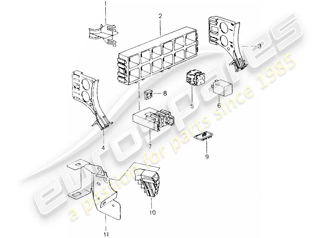 porsche boxster 986 (2004) fuse box/relay plate part diagram