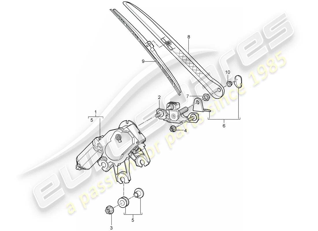 porsche cayenne (2010) rear window wiper part diagram