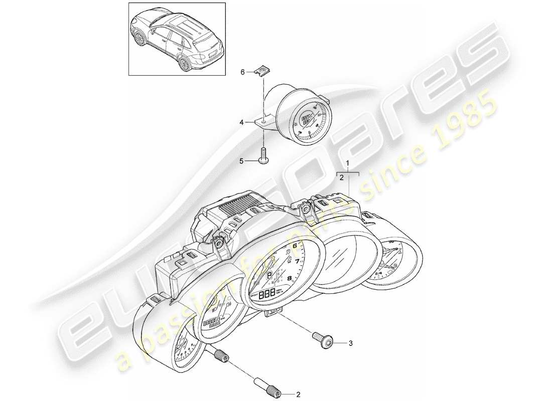 porsche cayenne e2 (2018) instruments part diagram