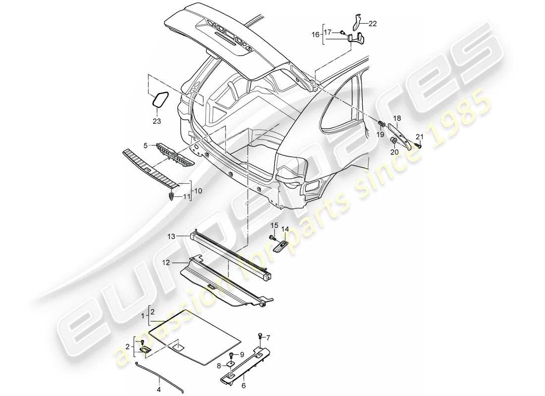 porsche cayenne (2008) trims part diagram