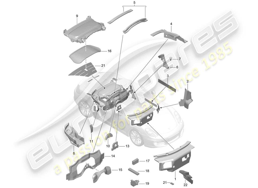 porsche boxster 981 (2012) body shell part diagram