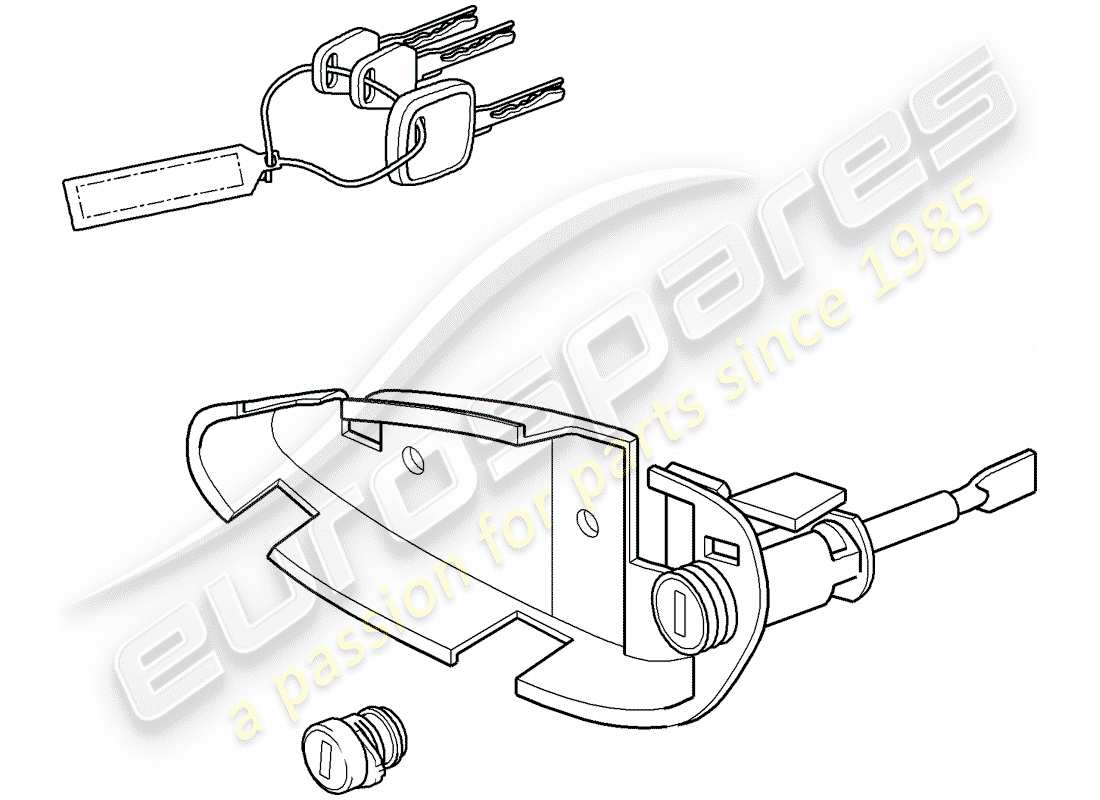 porsche 996 gt3 (2003) repair kits - set of locks - comprising: - bracket - door handle, outer - glove compartment lock - key - key tag part diagram