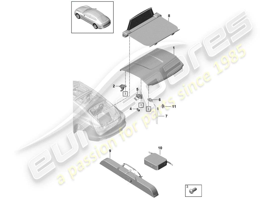 porsche panamera 971 (2019) cover parts diagram