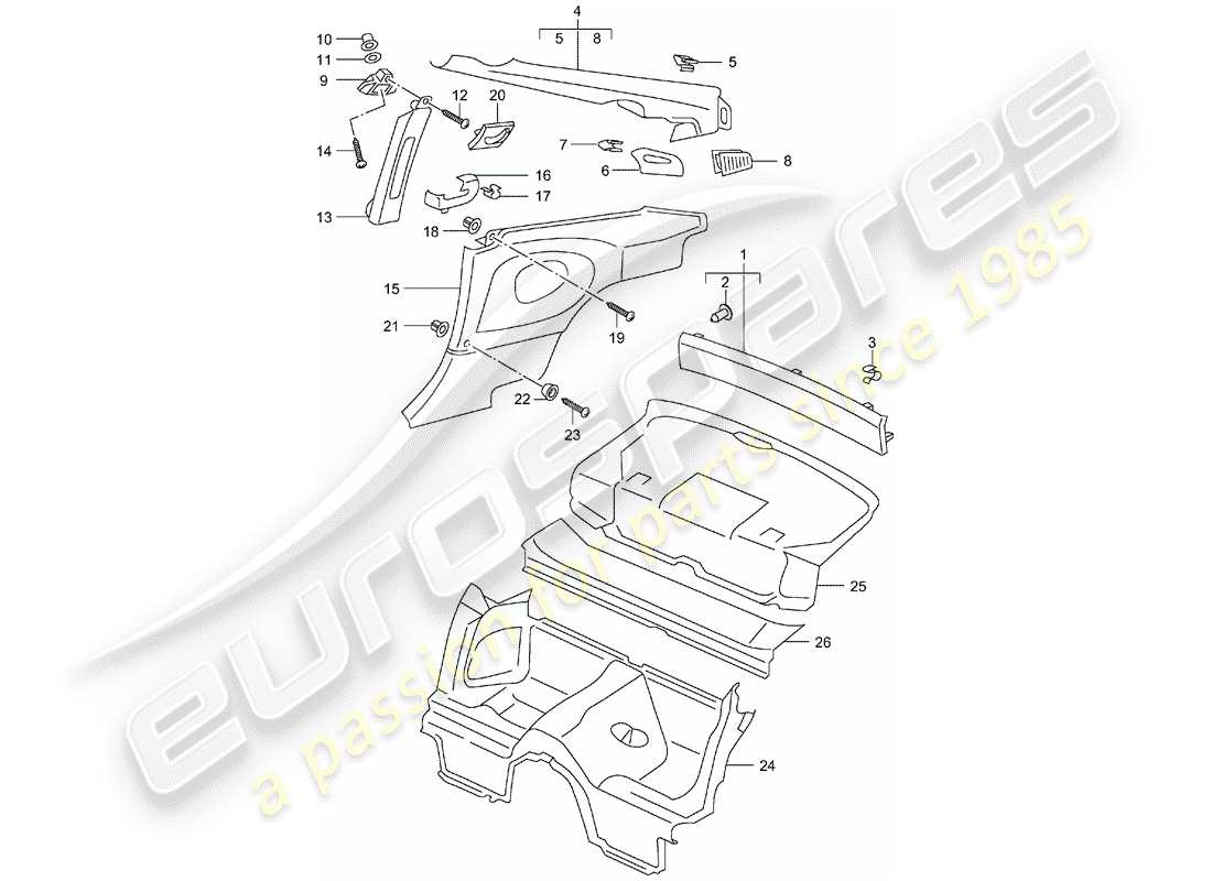 porsche 996 (2000) trims part diagram