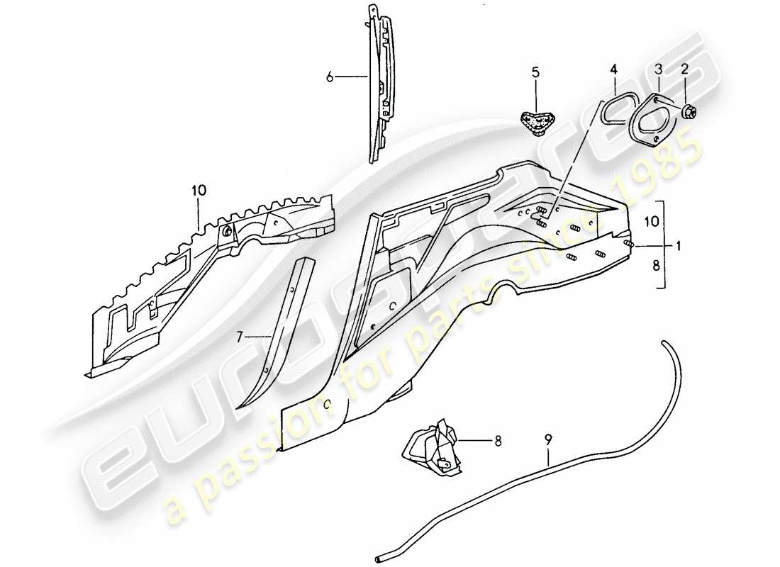 porsche 993 (1995) wheel housing part diagram