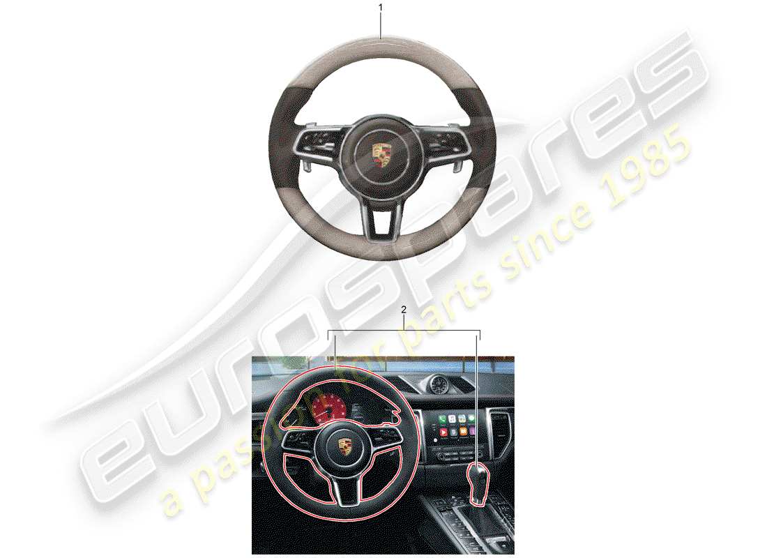 porsche tequipment macan (2017) steering wheel parts diagram
